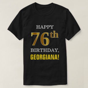 Camiseta Negrito, Preto, Falso Dourado 76.º Aniversário com