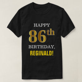 Camiseta Negrito, Preto, Falso Dourado 86.º aniversário com