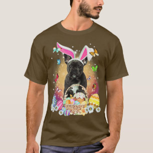 Camiseta NEGRO Bulldog Bunny Day Ovos De Páscoa Francês