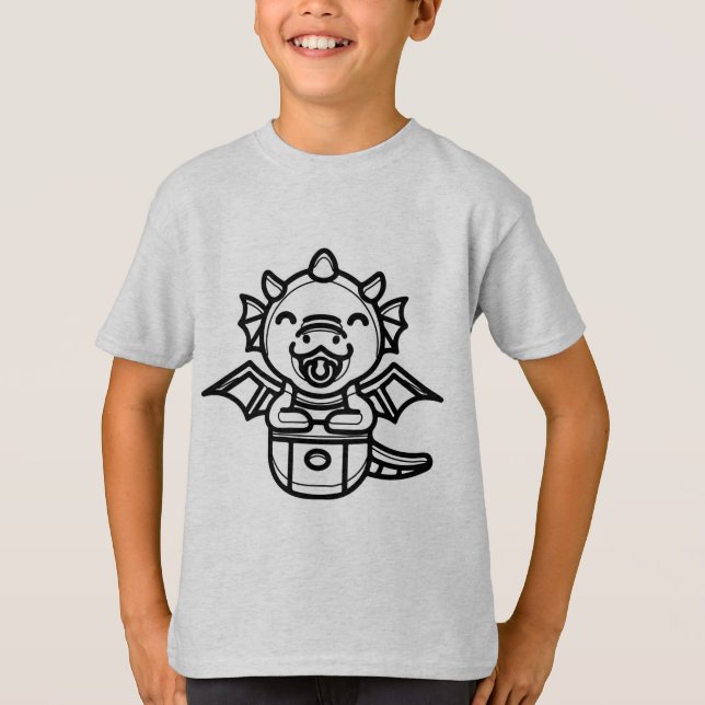 Camiseta NEGRO E BRANCO #13 - Dragão pequeno no meu bolso (Frente)