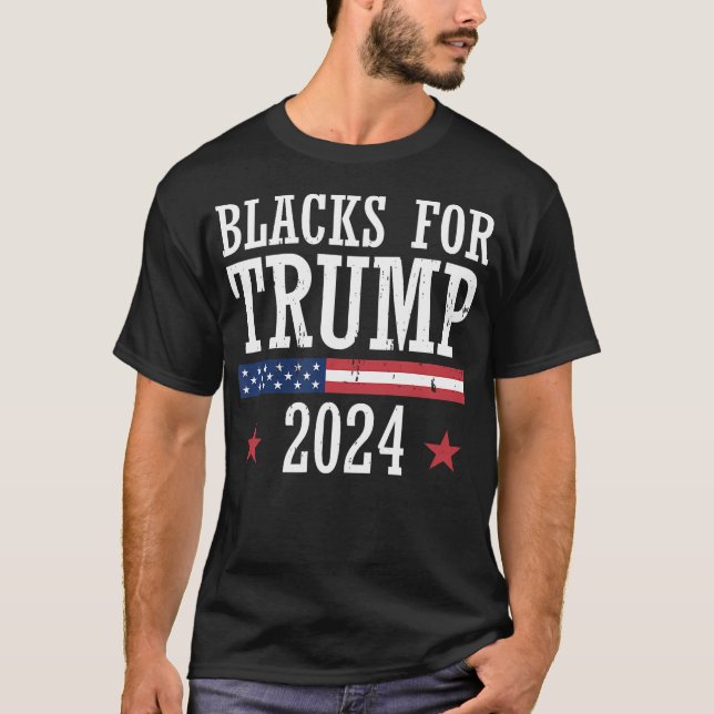 Camiseta Negros Para Trump 2024 Republica Presidencial (Frente)