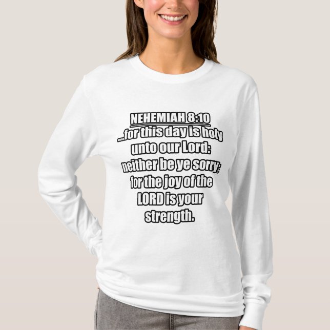 Camiseta Nehemiah 8:10 KJV Bíblia Verse (Frente)
