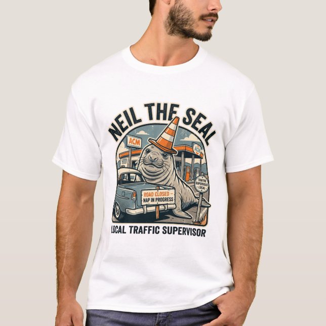 Camiseta Neil a Foca – Supervisor de Tráfego do Bairro (Frente)
