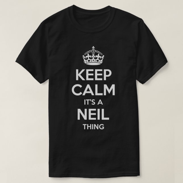 Camiseta NEIL Gift Name Keep Calm Funny Personalized Joke M (Frente do Design)