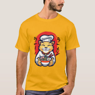 Camiseta Neko Cat Chef Japonês Cute Kawaii