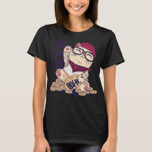 Camiseta Neko Cat Japonês como Hipster de desenho animado E