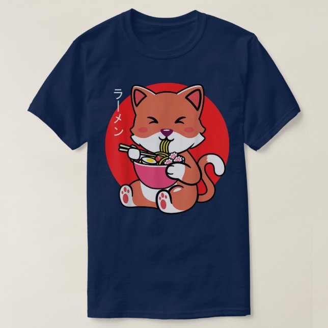 Camiseta Neko Cat Ramen Anime Kawaii Adolescentes Garotas (Frente do Design)