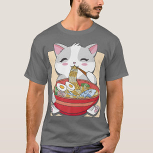 Camiseta Neko Cute Anime Japonês Ramen Cat
