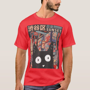 Camiseta Neko Japan Manga Harajuku Otaku Trabalho de arte U