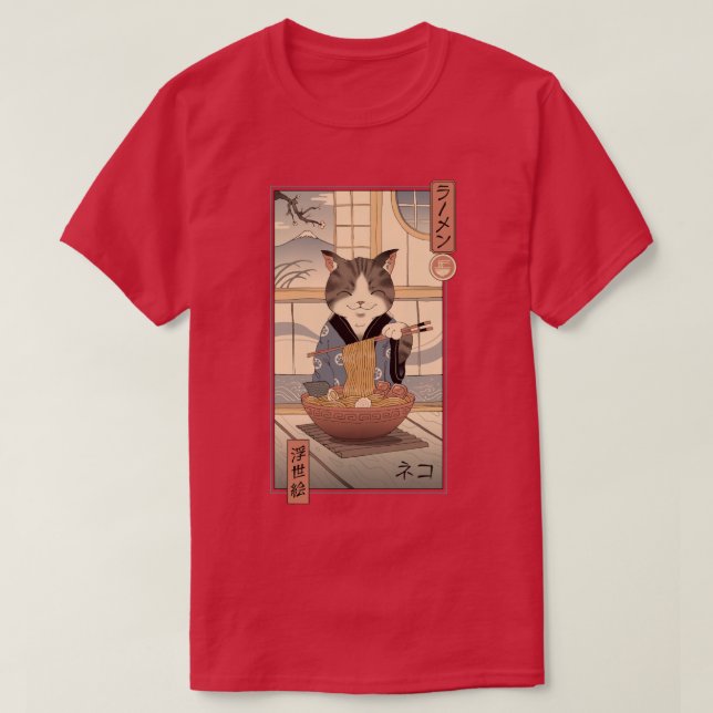 Camiseta Neko Ramen Ukiyoe (Frente do Design)