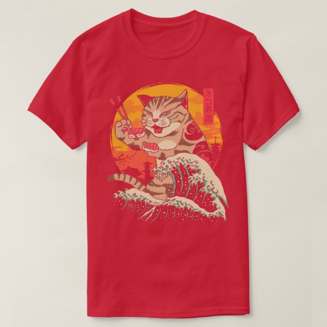 Camiseta Neko Sushi Wave (Frente do Design)