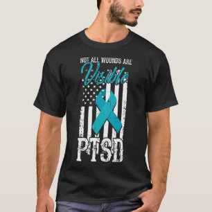 Camiseta Nem todas as feridas visíveis Faixa Teal Bandeira