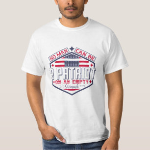 Camiseta Nenhum homem pode ser um patriota em um estômago v