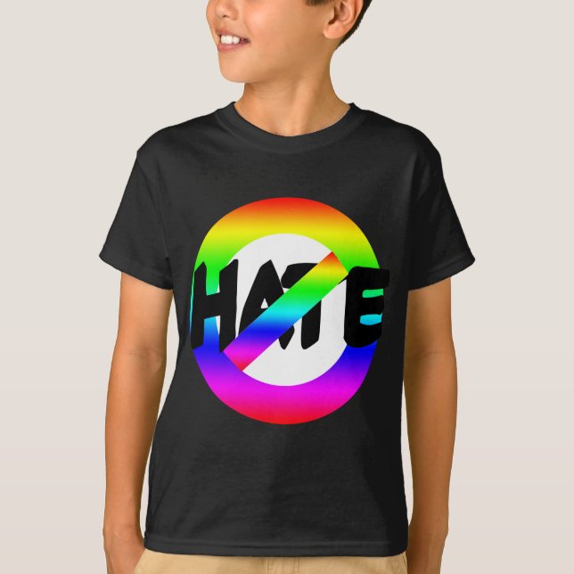 Camiseta Nenhum ódio com cores do arco-íris em camisetas, (Frente)