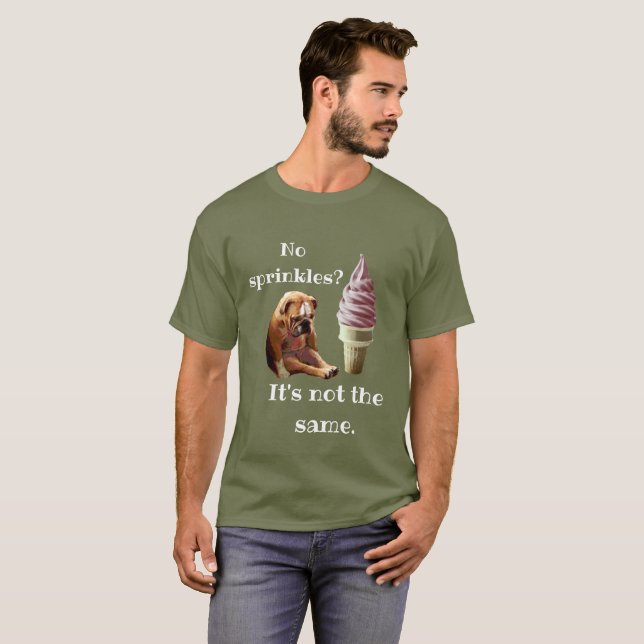 Camiseta "Nenhum polvilha? Não é o mesmo" buldogue inglês (Frente Completa)