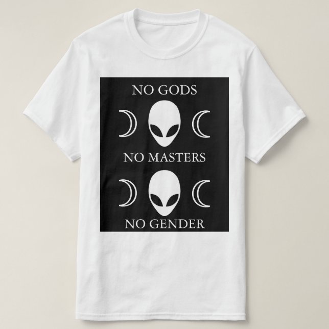 Camiseta NENHUNS DEUSES NENHUM MESTRADO NENHUM estilo 2 do (Frente do Design)