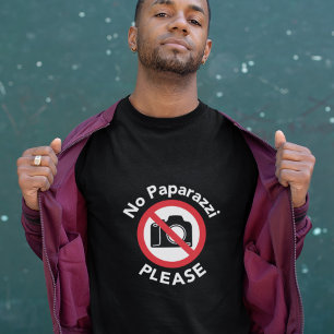 Camiseta Nenhuns paparazzi por favor - nenhuma fotografia