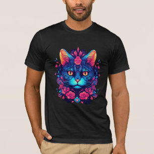 Camiseta Neo Boho Cat em Brilho, Cores Vivas