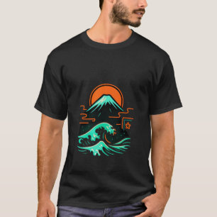 Camiseta Neo Fuji Surge: Fusão de Onda e Sol
