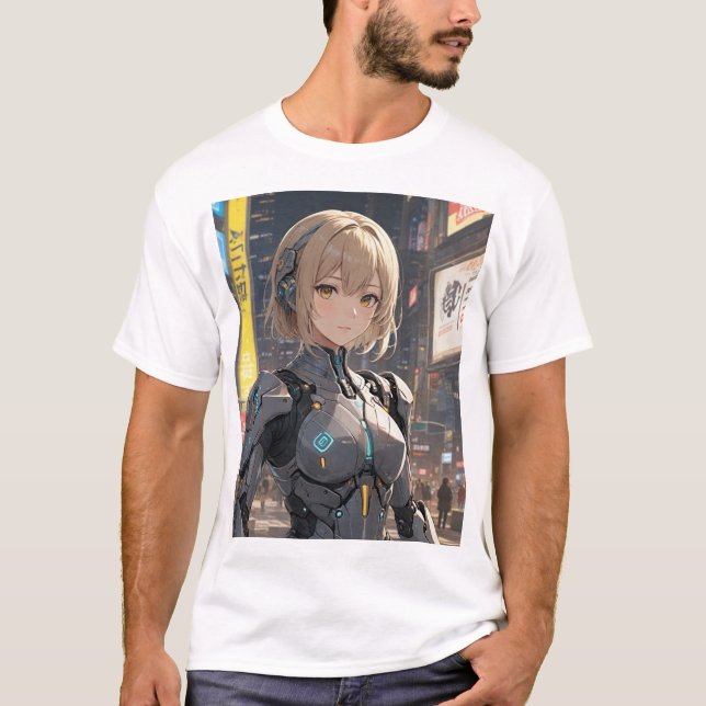 Camiseta Neo-Tokyo AI: Viagem de Interação Humana de Aiko (Frente)