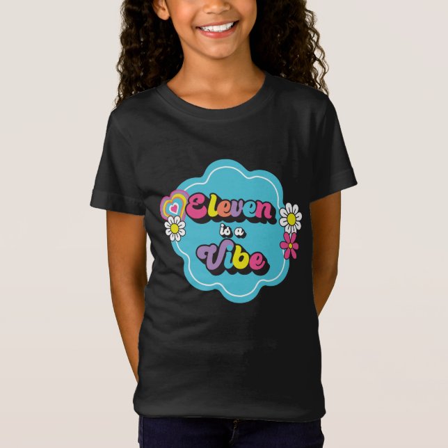 Camiseta Neon 90s Retro Eleven é um Aniversário de 11 Vibe (Frente)