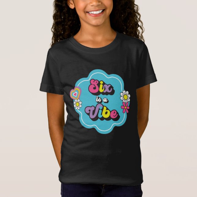 Camiseta Neon 90s Retro Seis é um Aniversário de 6 Vibe (Frente)