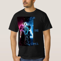 Camiseta Neon Azul e Rosa Futurista para Cyber-Gam