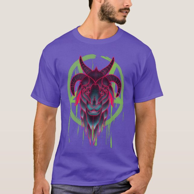 Camiseta Neon Baphomet funny (Frente)