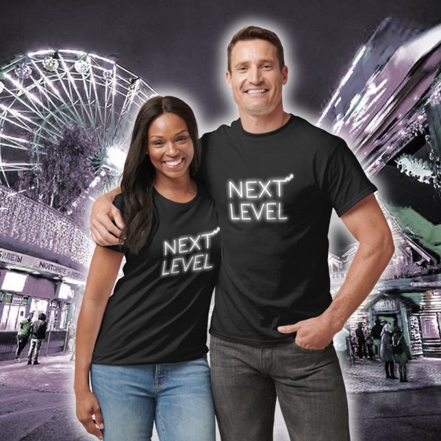 Camiseta Neon Black Branco de Nível Seguinte (Criador carregado)