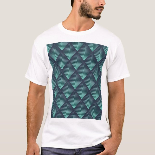 Camiseta Neon Blue Op-Art Chevron. (Frente)