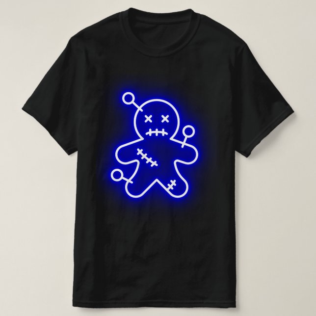 Camiseta Neon Blue Voo Doo Mens T-Shirt (Frente do Design)