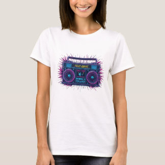 Camiseta Neon boombox retrowave design