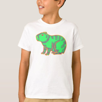 Camiseta Neon Capybara Kids T-Shirt – Cute Colorful Animal 