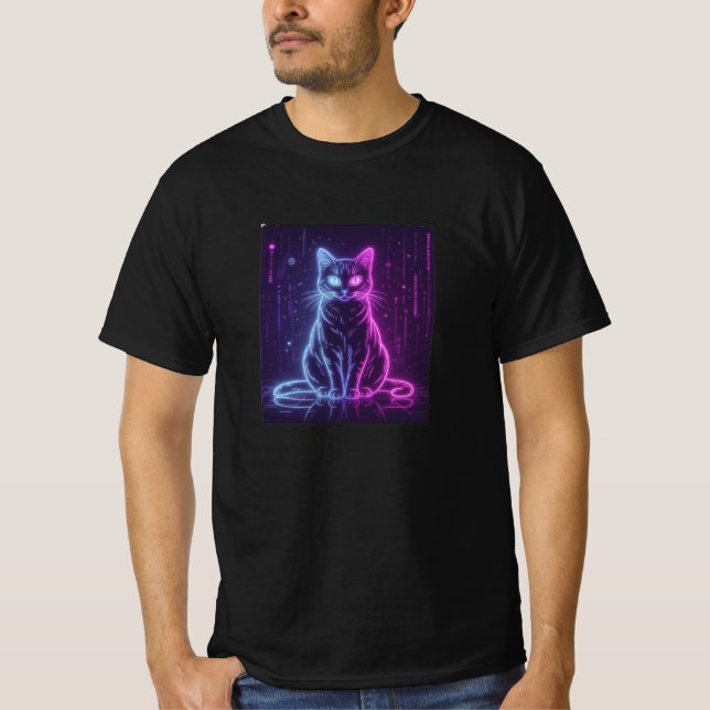 Camiseta **Neon Cat Design – Glowing Futuristic Feline Art* (Frente)