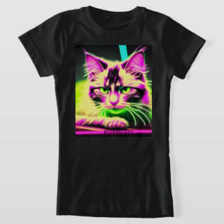 Camiseta Neon Cat Feline Fiesta Teen Girl Birthday