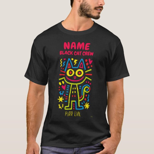 Camiseta Neon Cat Pop Art Personalizado | Purr Mau Hallowee (Frente)