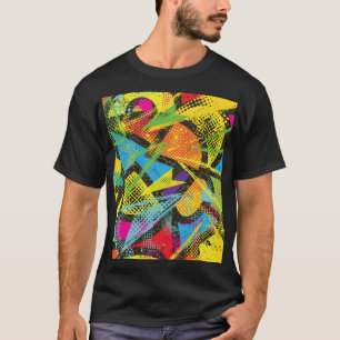 Camiseta Néon Chaótico: Padrão de Grafite Abstrato.