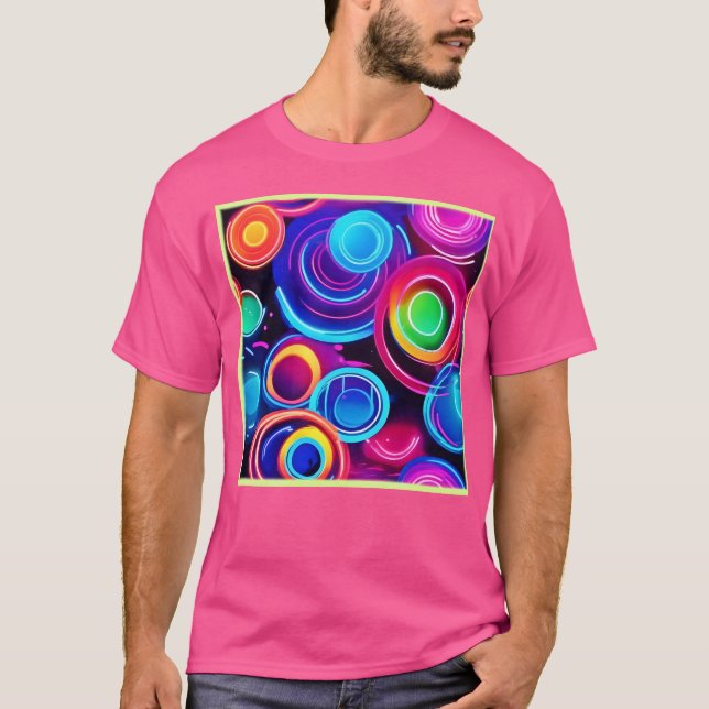 Camiseta Neon Circles Abstrato Art (Frente)