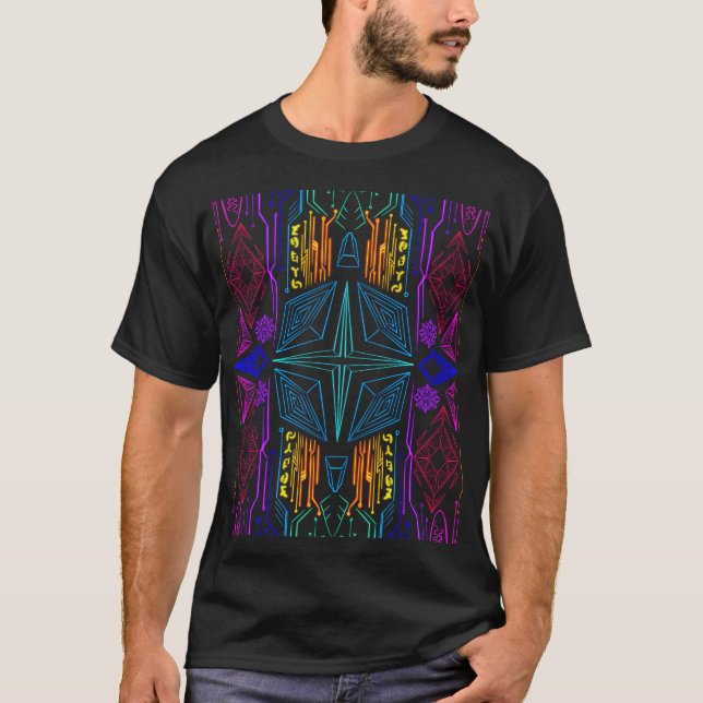 Camiseta Neon Circuitry Geométrico (Frente)