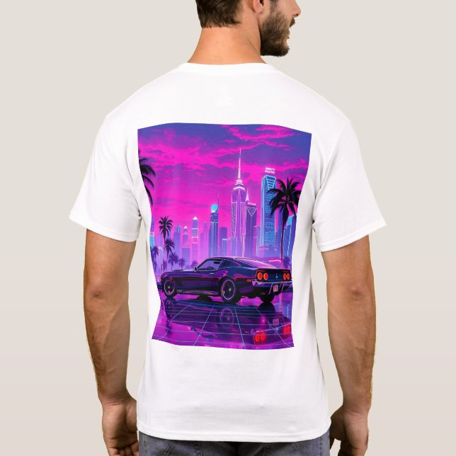 Camiseta Neon City Tour com Carros (Verso)