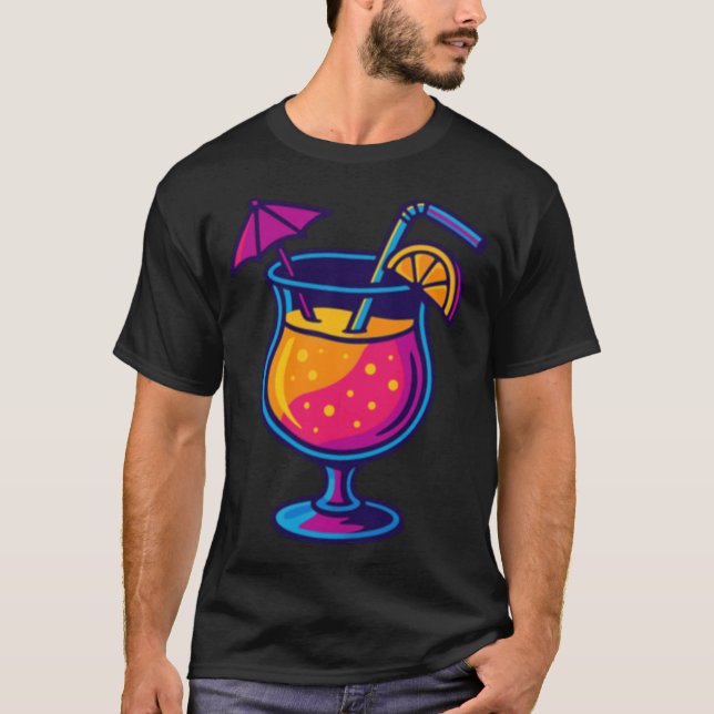 Camiseta Neon cocktail on vacation girl (Frente)