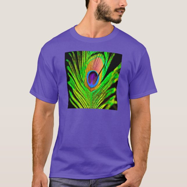 Camiseta Neon Colors Peacock Feather (Frente)