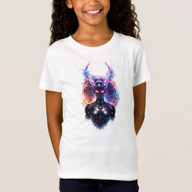 Camiseta Neon Cosmic Android Goddess (Frente)