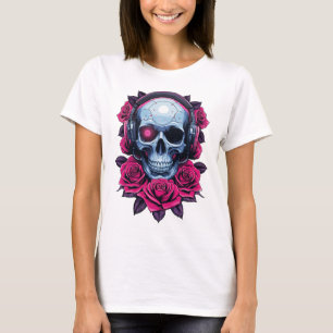 Camiseta Neon Cyber Death Skull e Rosa White