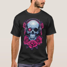 Néon Cyber Death Skull e Rosas Black