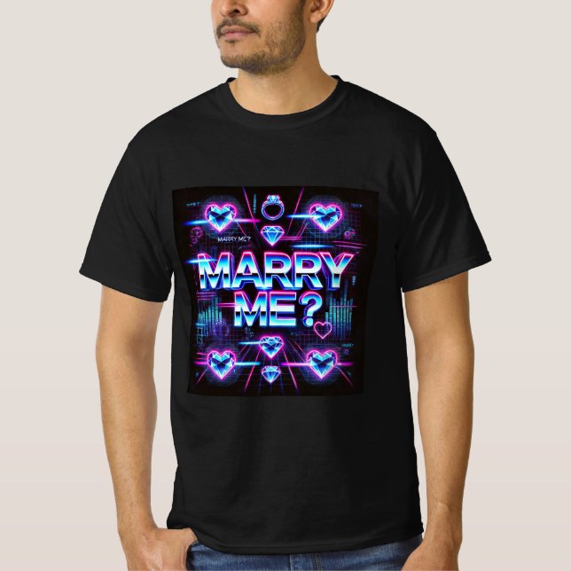 Camiseta Neon Cyber Love Casado Me Mens Tshirt (Frente)