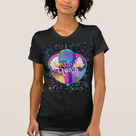 Camiseta Neon Disco Ball Karaoke Queen Birthday Gift