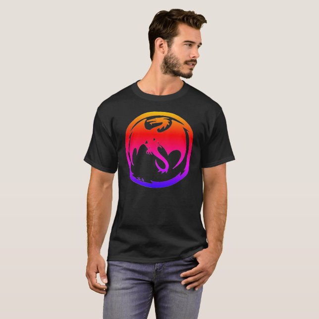 Camiseta Neon Dragon Black T-shirt (Frente Completa)