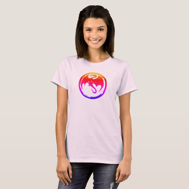 Camiseta Neon Dragon women pale pink T-shirt (Frente Completa)
