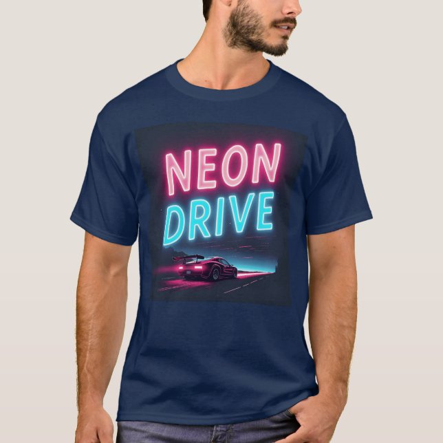 Camiseta Neon Drive Retro Synthwave Design (Frente)